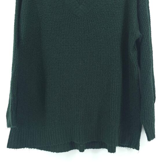American Eagle VNeck Oversized Chunky Waffle Knit Tunic Hunter Green Split Hem M - Picture 4 of 12
